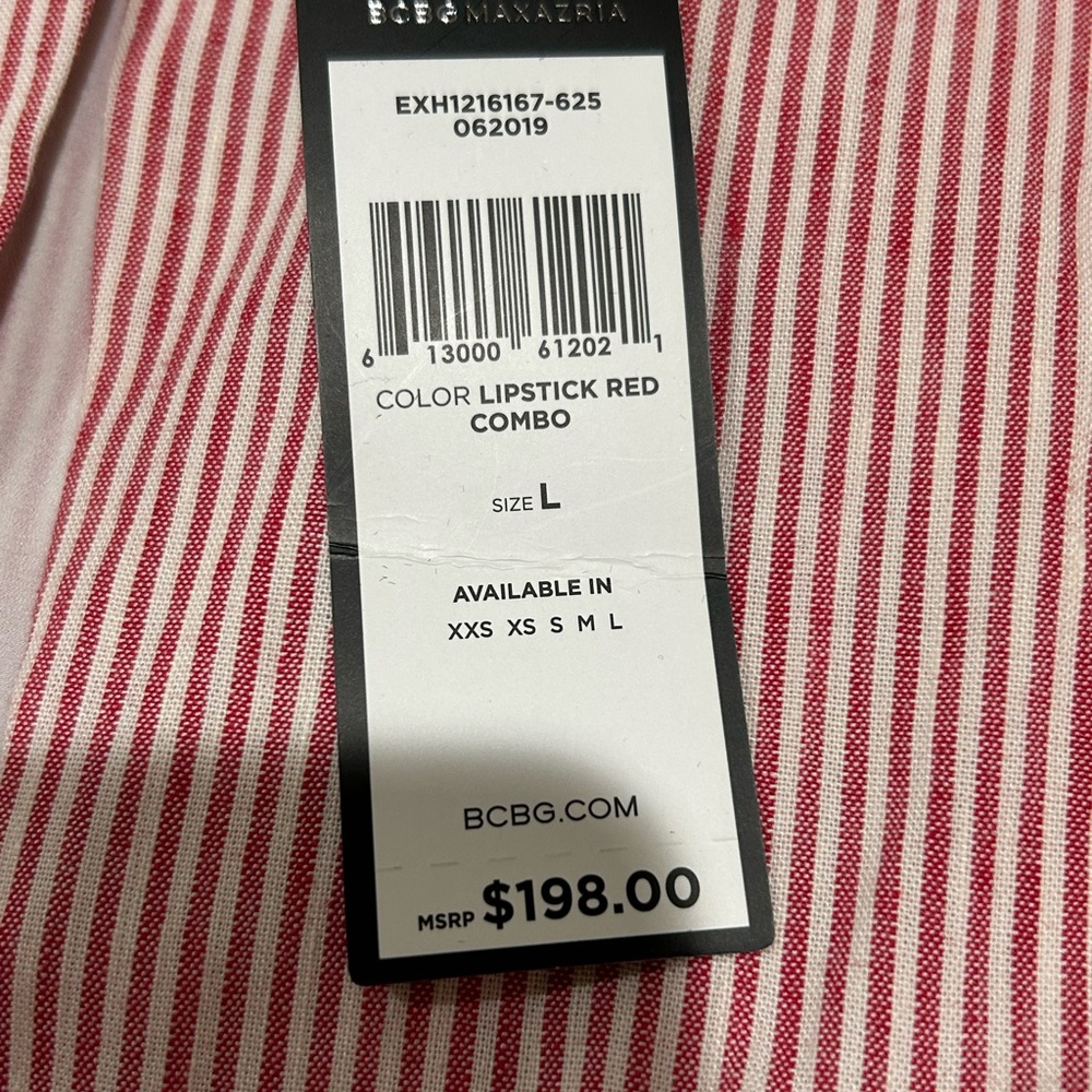 BCBGMAXAZRIA Striped Red Women's Top - Picture 8 of 9